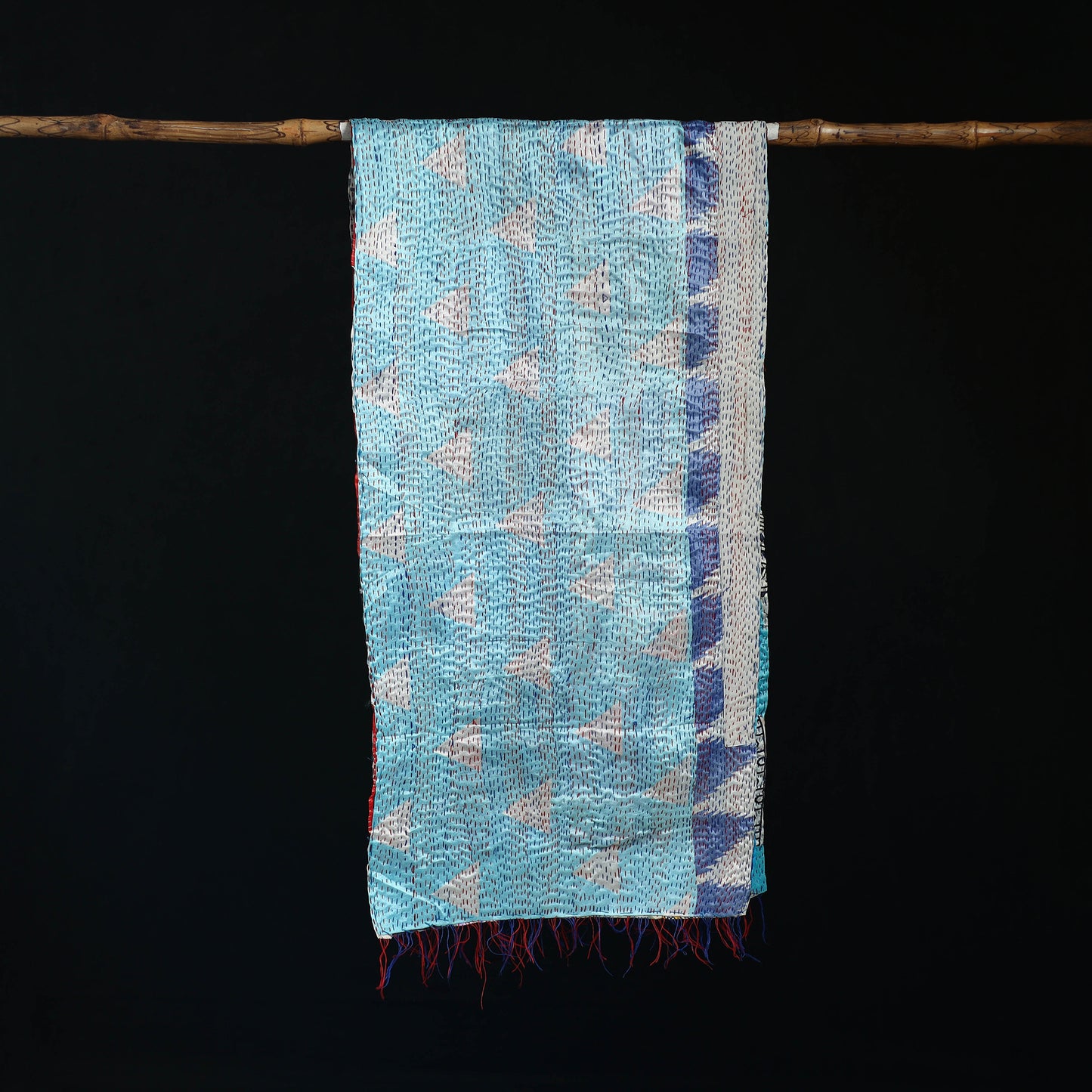 Bengal Kantha Handwork Patchwork Reversible Silk Stole 19