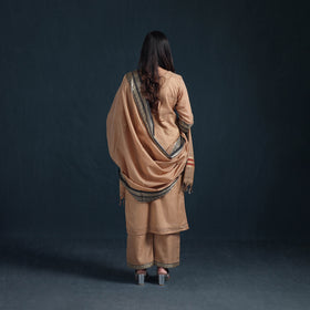 Brown - dharwad cotton suit set with dupatta for women 04