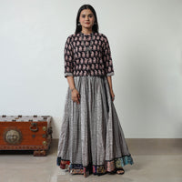 Grey - Bagh Print Skirt with 24 Kali Patchwork 13