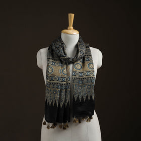 Hand Block Print Natural Dyed Modal Silk Ajrakh Stole 10