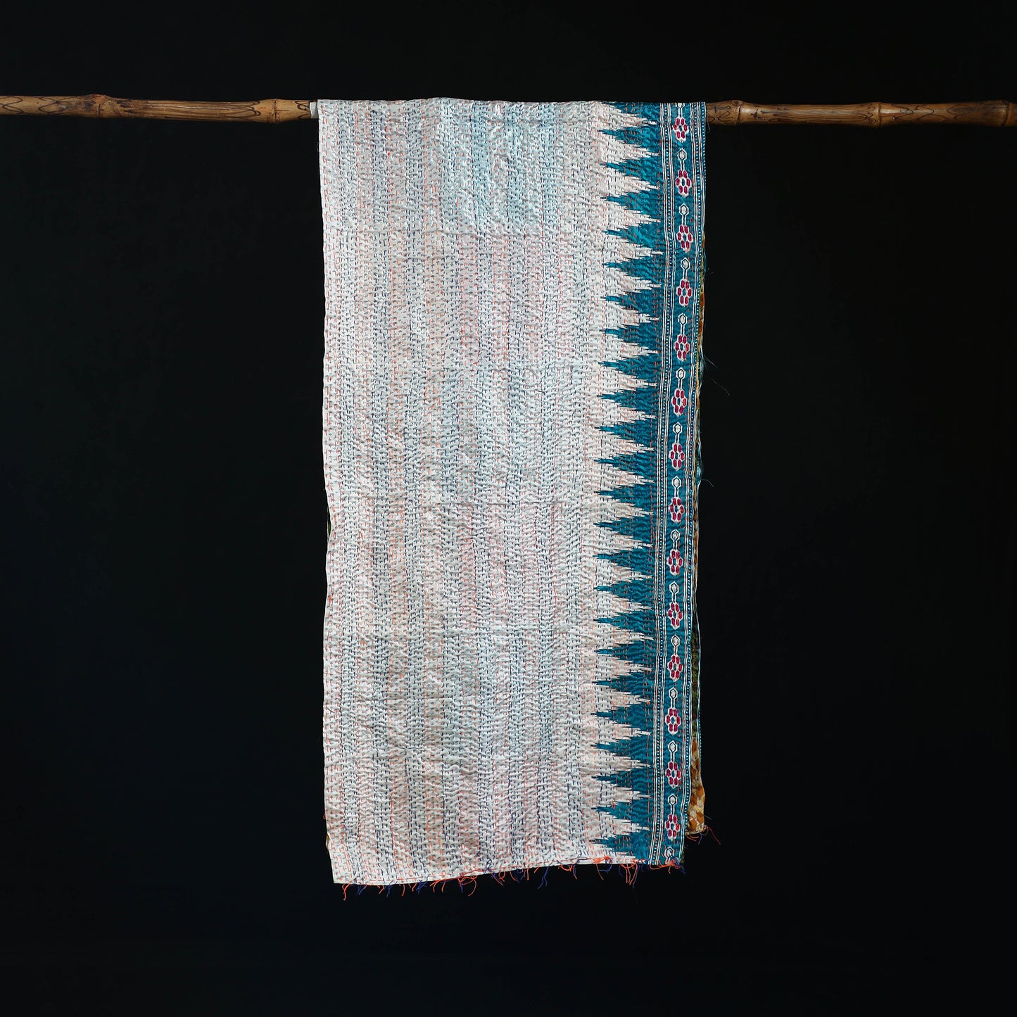 Bengal Kantha Handwork Patchwork Reversible Silk Stole 18