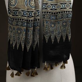 Hand Block Print Natural Dyed Modal Silk Ajrakh Stole 10