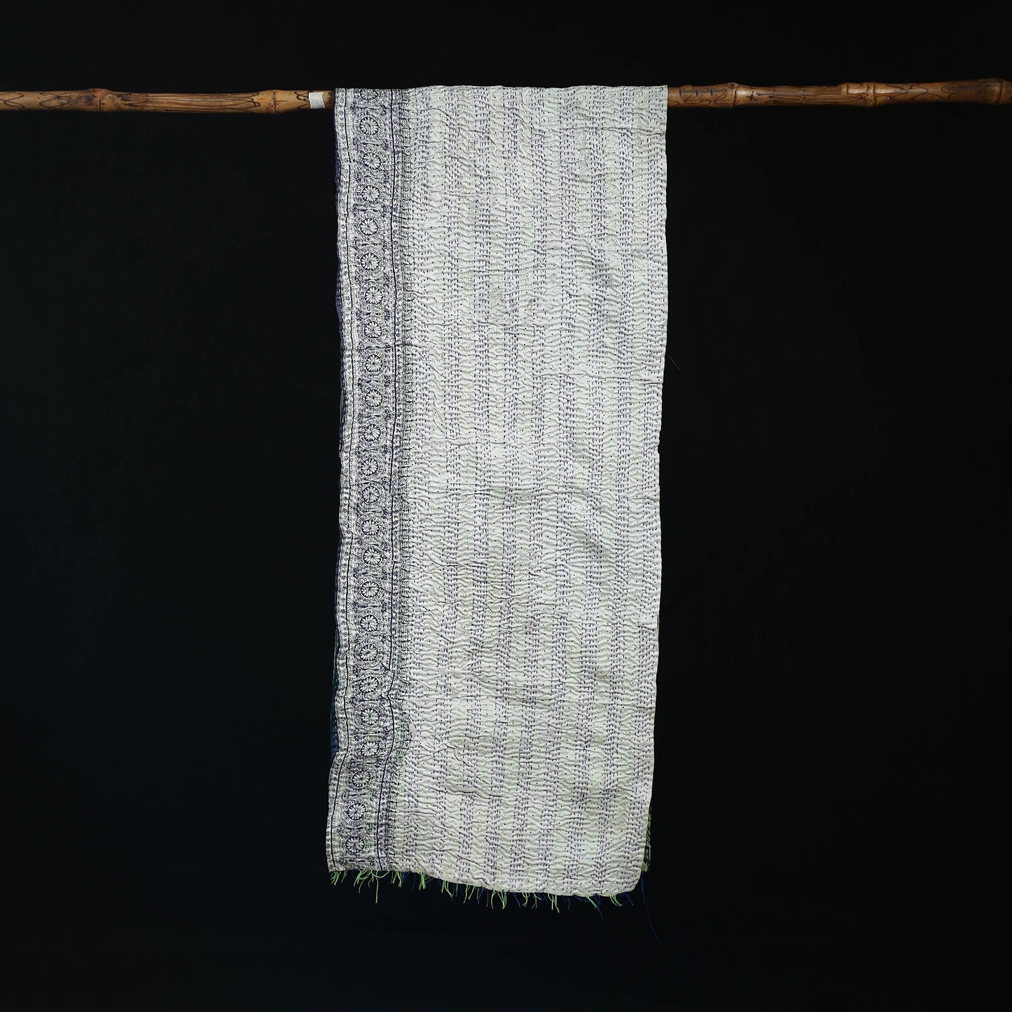 Bengal Kantha Handwork Patchwork Reversible Silk Stole 17