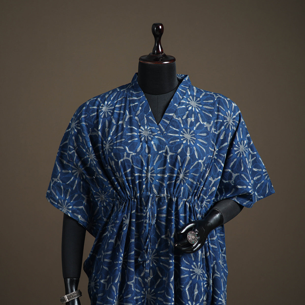 Akola Hand Block Print Natural Dyed Cotton Kaftan (Medium) 153