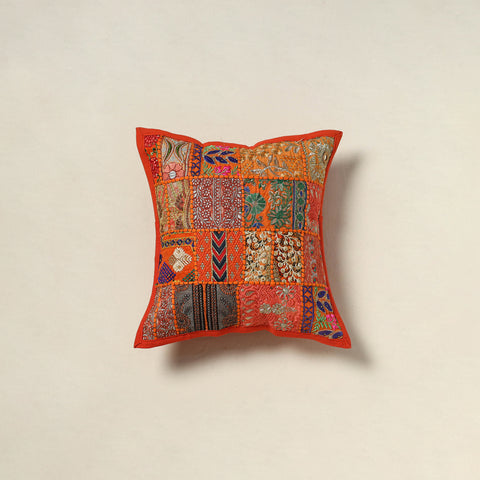 Khambadiya Patchwork Hand Embroidered Cushion Cover 07