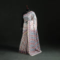 White - Bengal Kantha Hand Embroidery Silk Cotton Chapa Work Saree 71