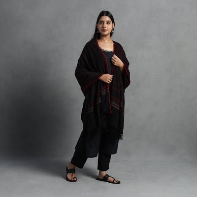 Black - Kumaun Handwoven Pure Merino Wool Shawl for Women 51