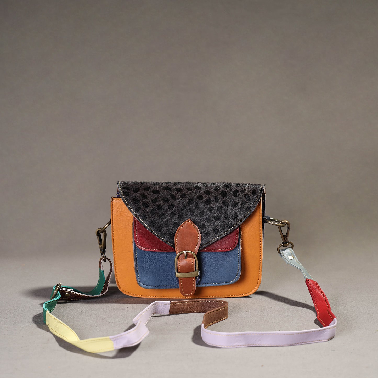 Multicolor - Handcrafted Fur Leather Sling Bag