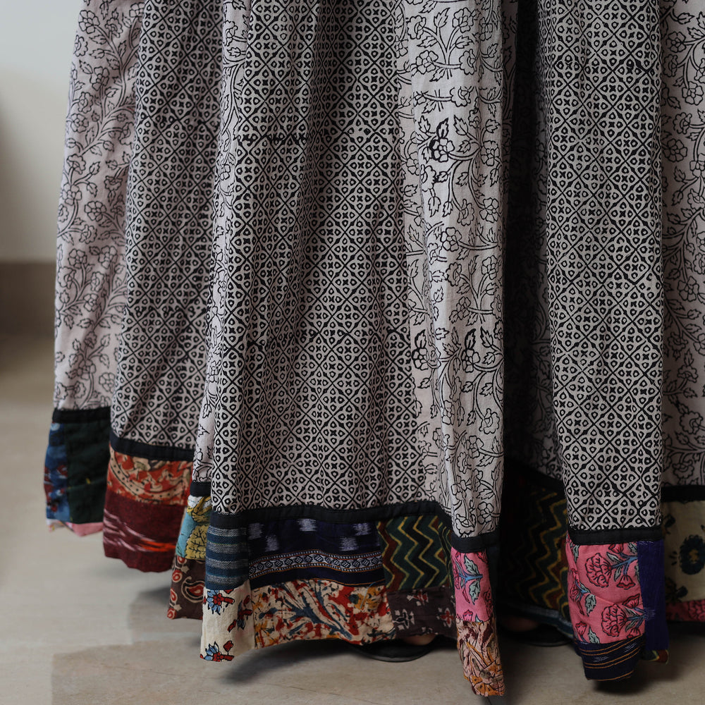 Grey - Bagh Print Skirt with 24 Kali Patchwork 13