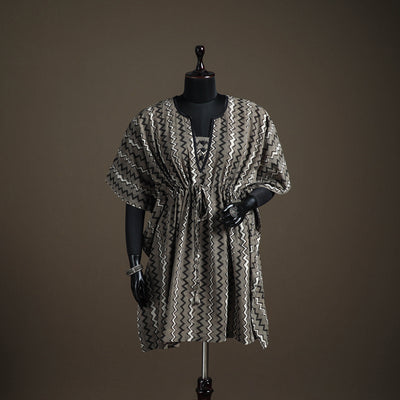 Akola Hand Block Print Natural Dyed Cotton Kaftan (Medium) 154