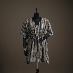 Akola Hand Block Print Natural Dyed Cotton Kaftan (Medium) 154