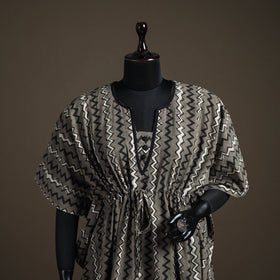 Akola Hand Block Print Natural Dyed Cotton Kaftan (Medium) 154