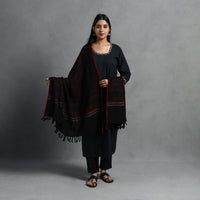 Black - Kumaun Handwoven Pure Merino Wool Shawl for Women 51