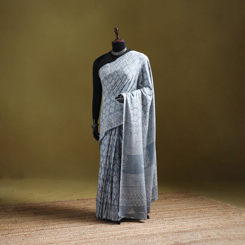 Bagru Hand Block Print Pure Mul Cotton Ready To Wear Saree 41