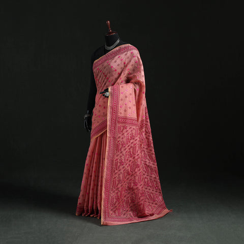 Bengal Kantha Hand Embroidery Silk Cotton Chapa Work Saree 72