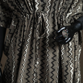 Akola Hand Block Print Natural Dyed Cotton Kaftan (Medium) 154