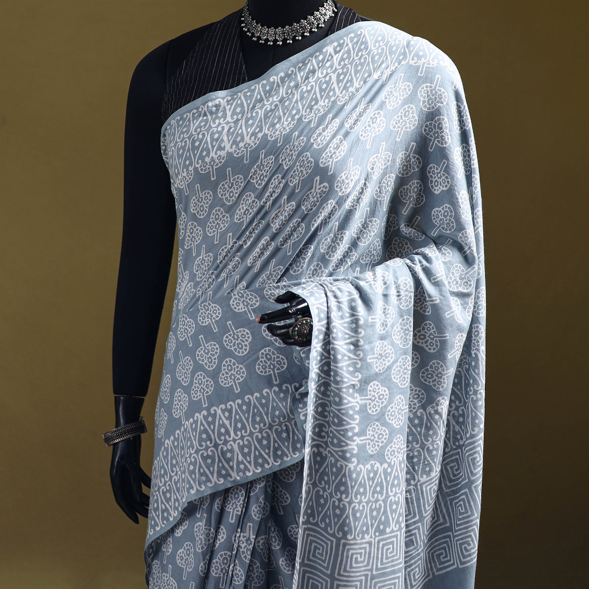 Bagru Hand Block Print Pure Mul Cotton Ready To Wear Saree 41
