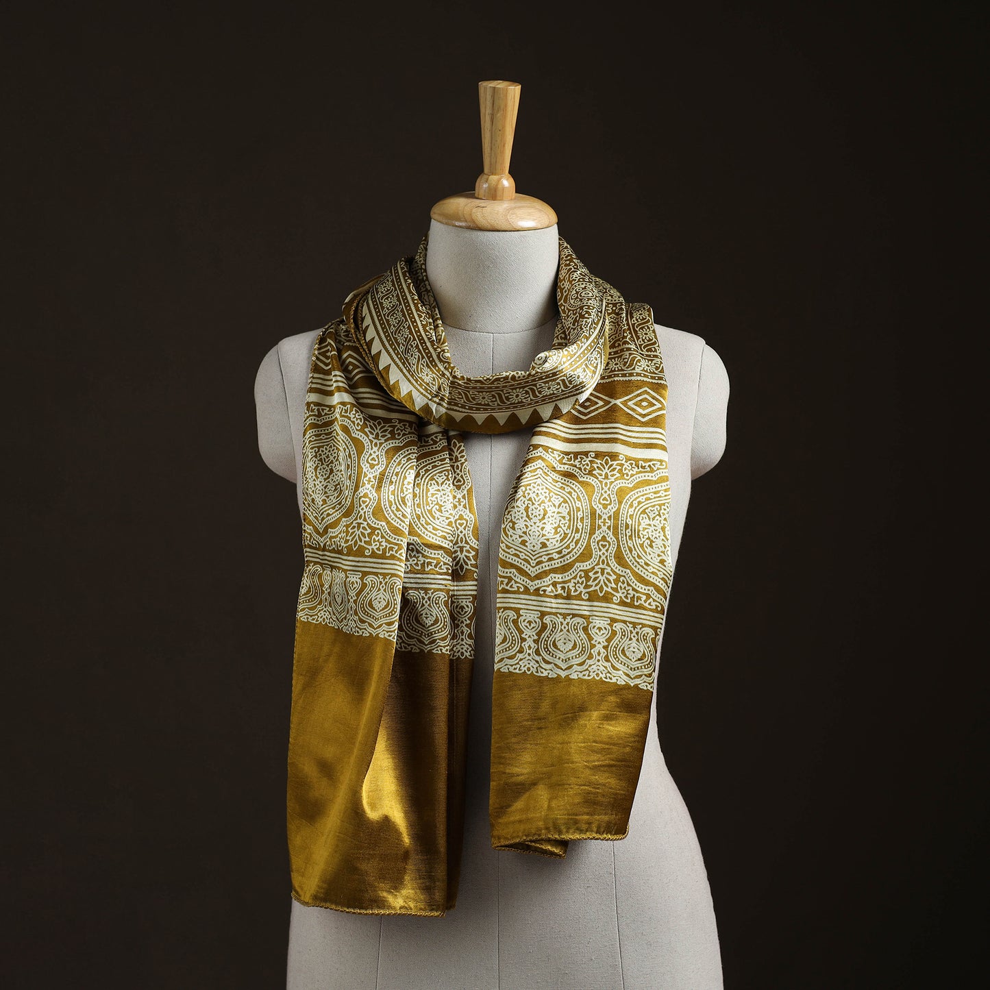 Mashru Silk Printed Ajrakh Stole 66