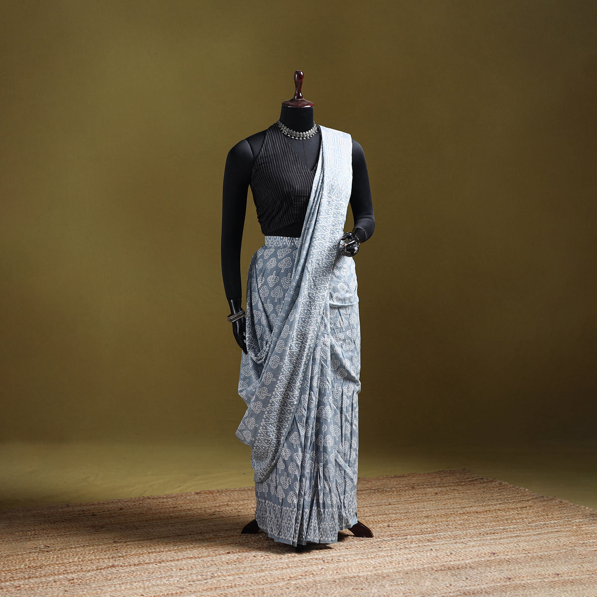 Bagru Hand Block Print Pure Mul Cotton Ready To Wear Saree 41