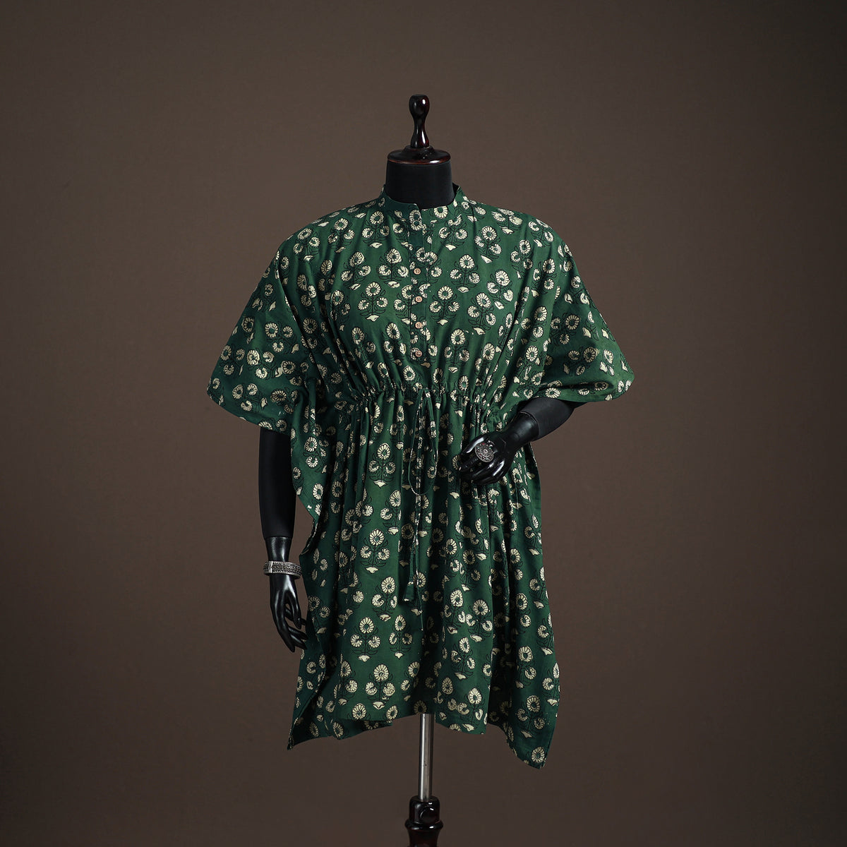 Akola Hand Block Print Natural Dyed Cotton Kaftan (Medium) 155