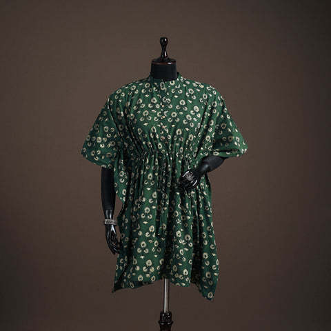 Akola hand block print natural dyed cotton kaftan (medium)