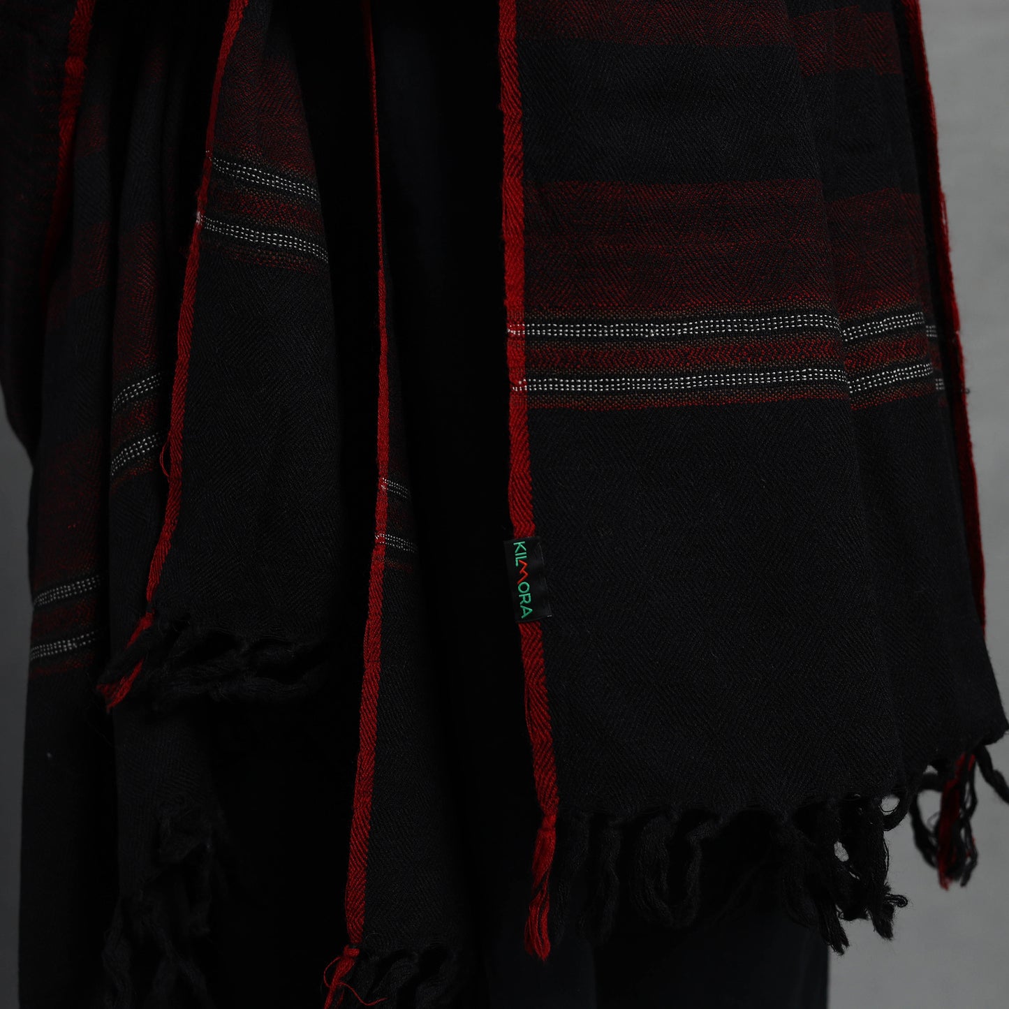 Black - Kumaun Handwoven Pure Merino Wool Shawl for Women 51