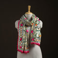 Ranihati Chanderi Silk Hand Embroidered Stole with Pom Pom 250