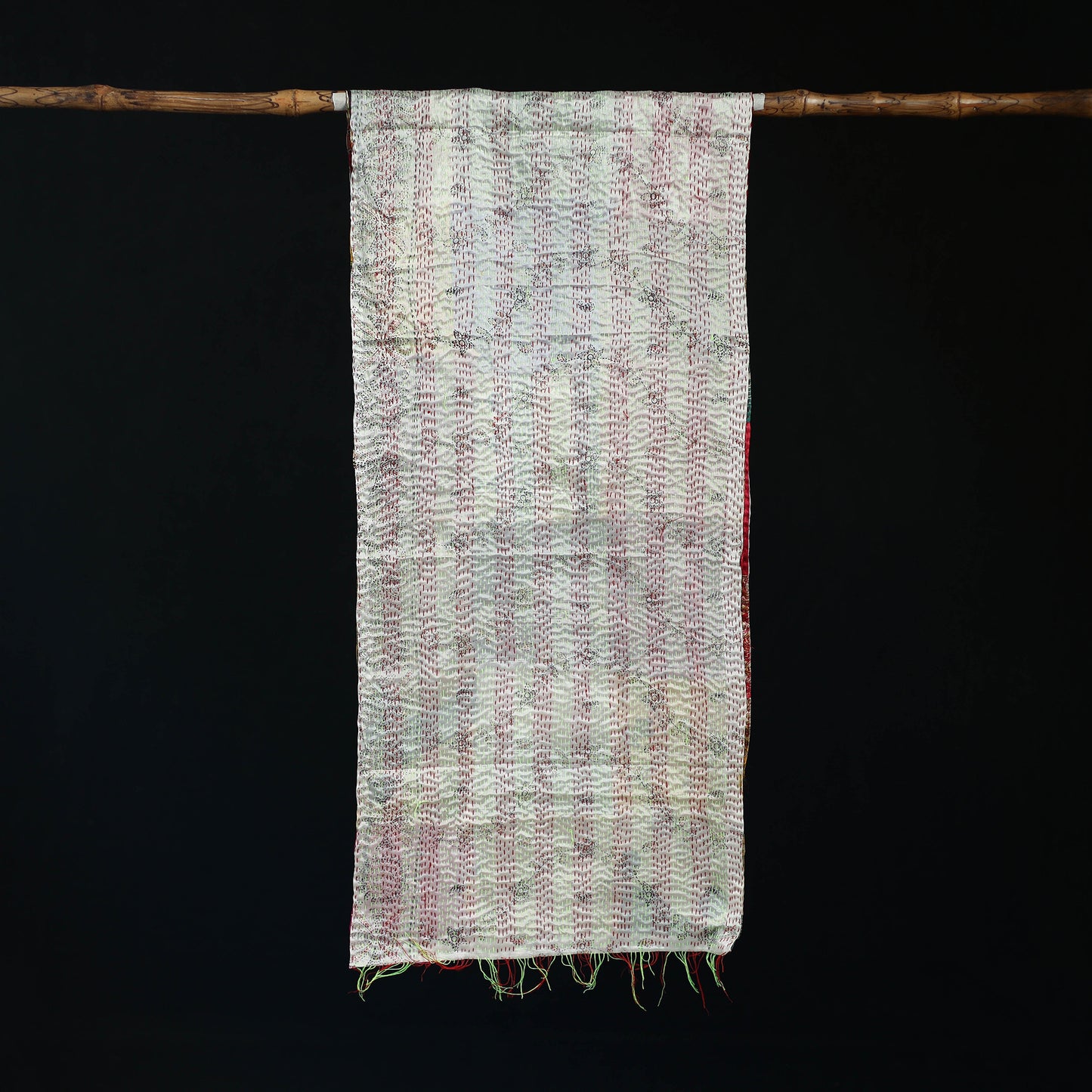 Bengal Kantha Handwork Patchwork Reversible Silk Stole 08