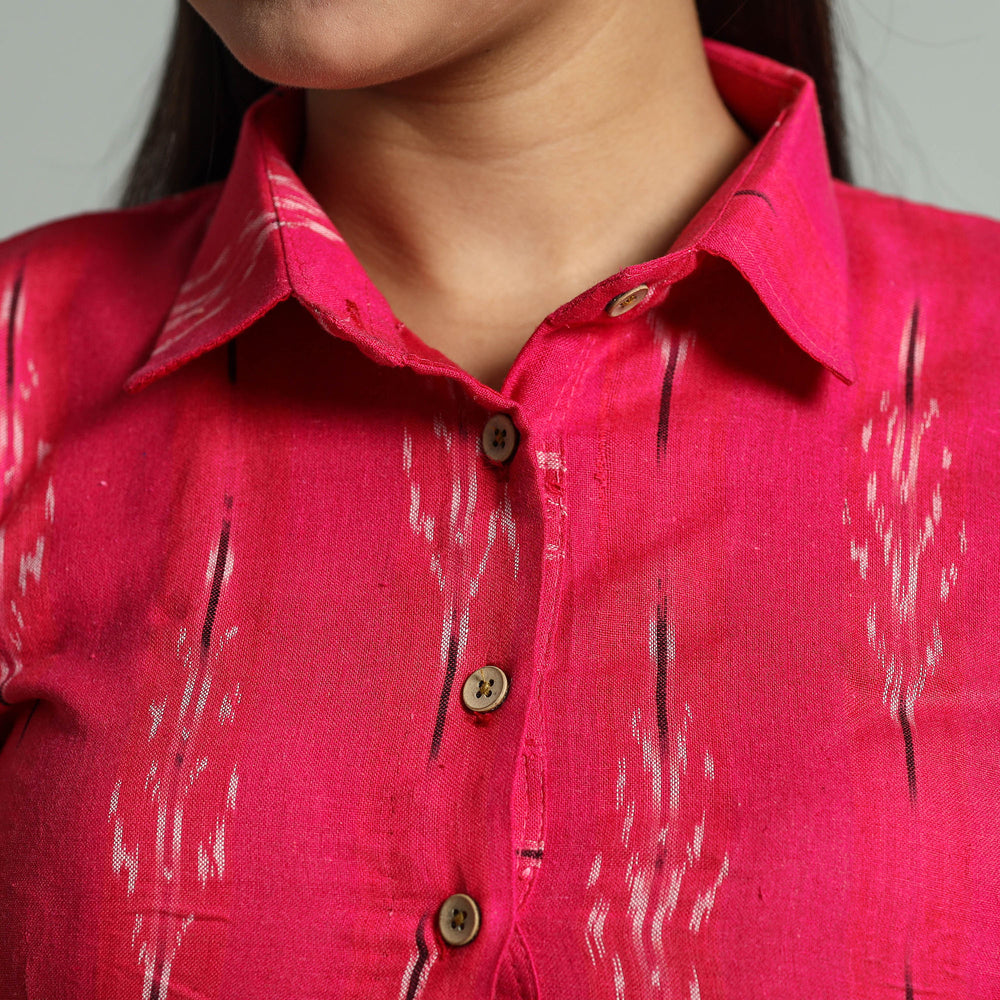 Pink - Pochampally Ikat Cotton Stitched Blouse 26