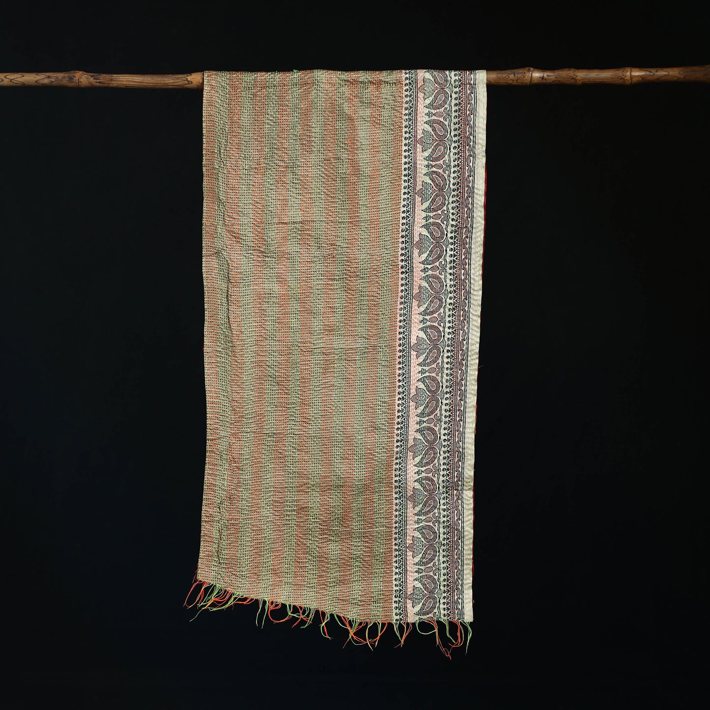 Bengal Kantha Handwork Patchwork Reversible Silk Stole 07