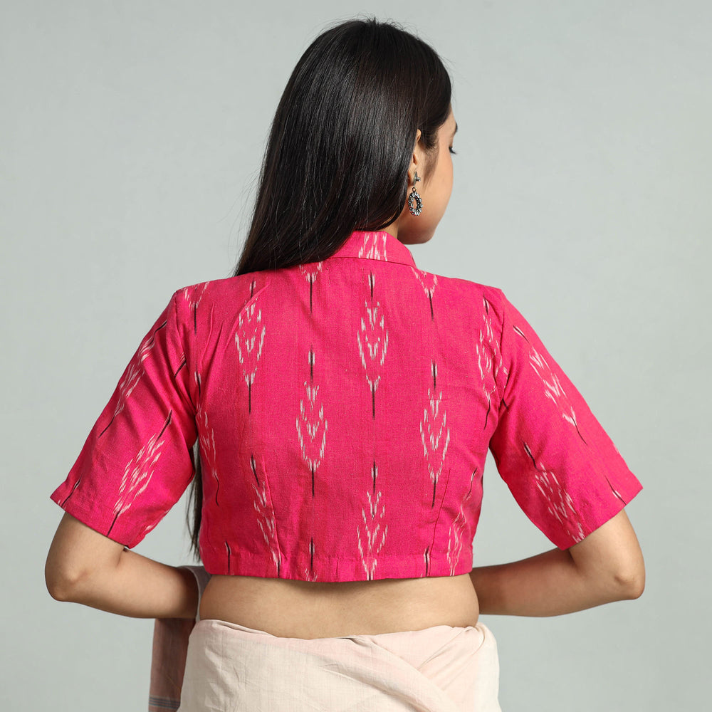 Pink - Pochampally Ikat Cotton Stitched Blouse 26