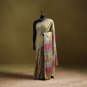 Bagru Hand Block Print Pure Mul Cotton Ready To Wear Saree 42