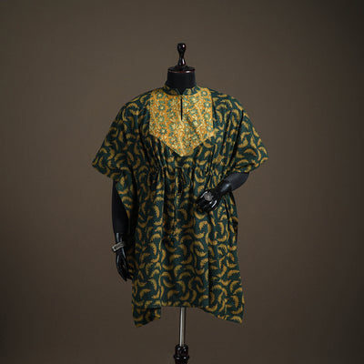 Akola Hand Block Print Natural Dyed Cotton Kaftan (Medium) 156