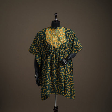 Akola hand block print natural dyed cotton kaftan (medium)
