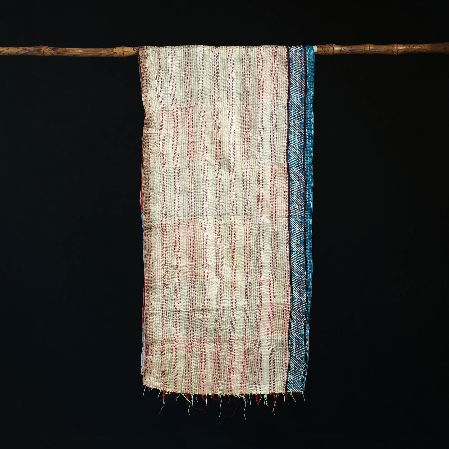 Bengal Kantha Handwork Patchwork Reversible Silk Stole 05