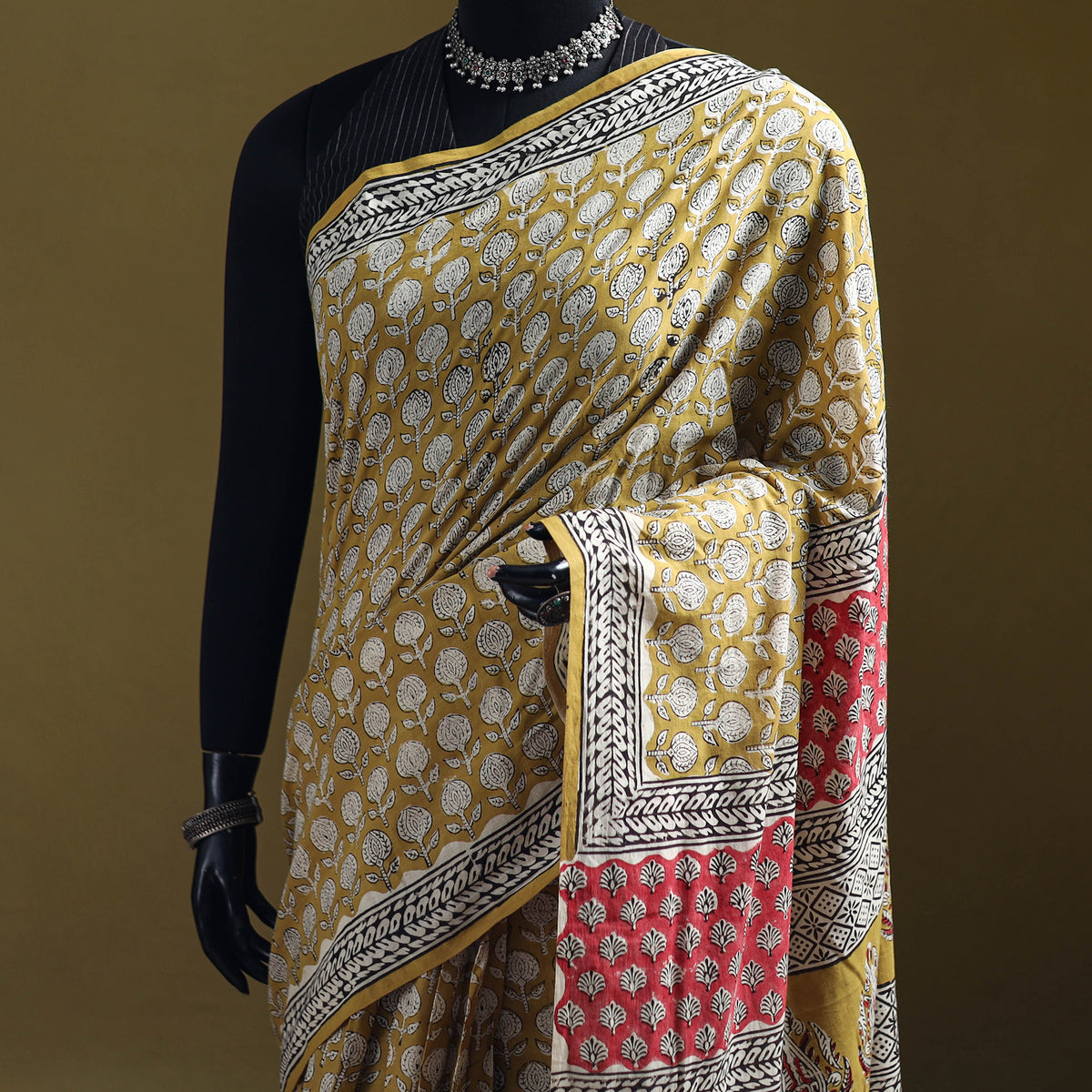Bagru Hand Block Print Pure Mul Cotton Ready To Wear Saree 42