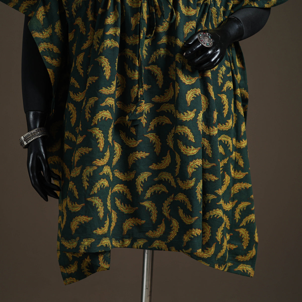 Akola Hand Block Print Natural Dyed Cotton Kaftan (Medium) 156