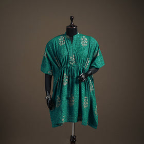 Akola Hand Block Print Natural Dyed Cotton Kaftan (Medium) 157