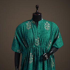 Akola Hand Block Print Natural Dyed Cotton Kaftan (Medium) 157