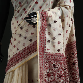 Bengal Kantha Hand Embroidery Silk Cotton Chapa Work Saree 74