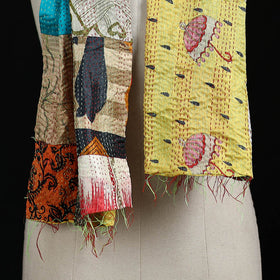 Bengal Kantha Handwork Patchwork Reversible Silk Stole 121