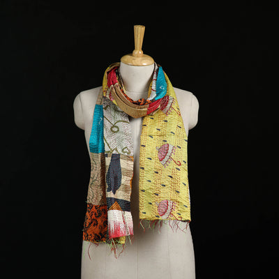 Bengal Kantha Handwork Patchwork Reversible Silk Stole 121