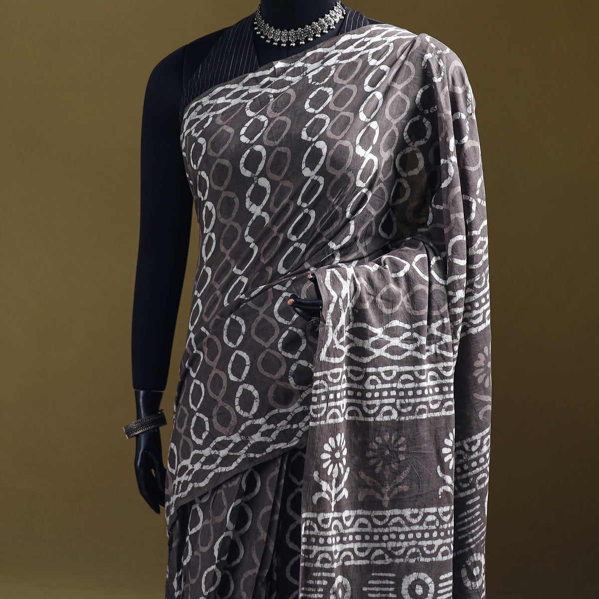 Batik Hand Block Print Pure Mul Cotton Ready To Wear Saree 43