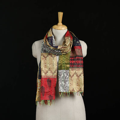 Bengal Kantha Handwork Patchwork Reversible Silk Stole 122