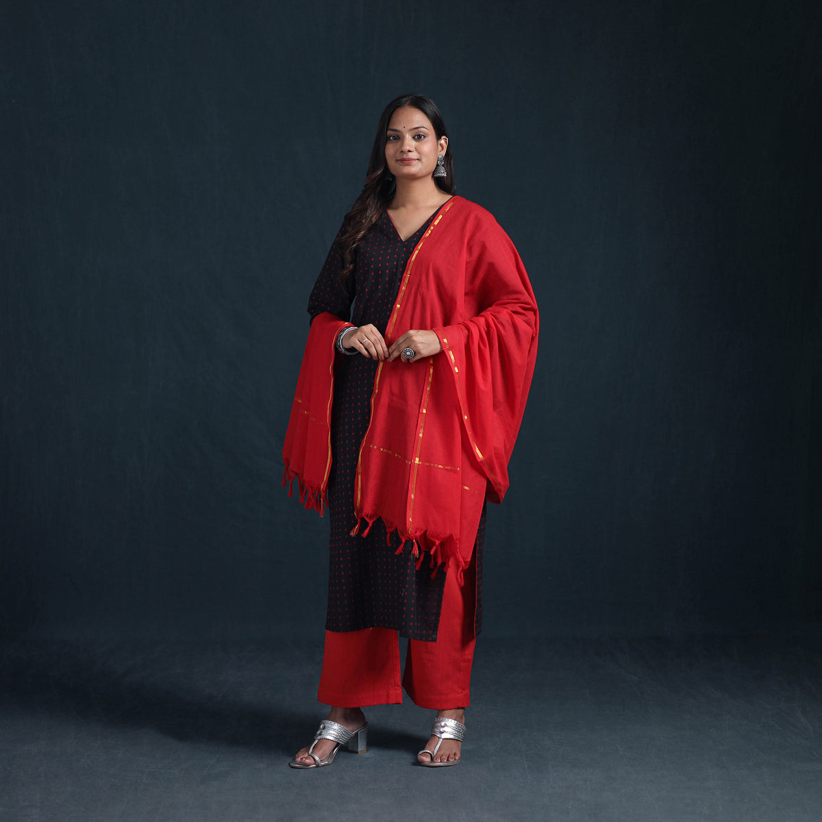 Jacquard Cotton Suit Set with Dupatta for Women 28