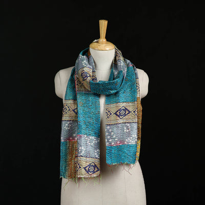Bengal Kantha Handwork Patchwork Reversible Silk Stole 123