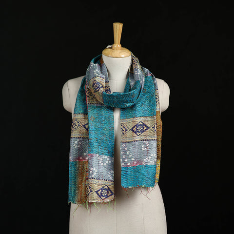 Bengal Kantha Handwork Patchwork Reversible Silk Stole 123