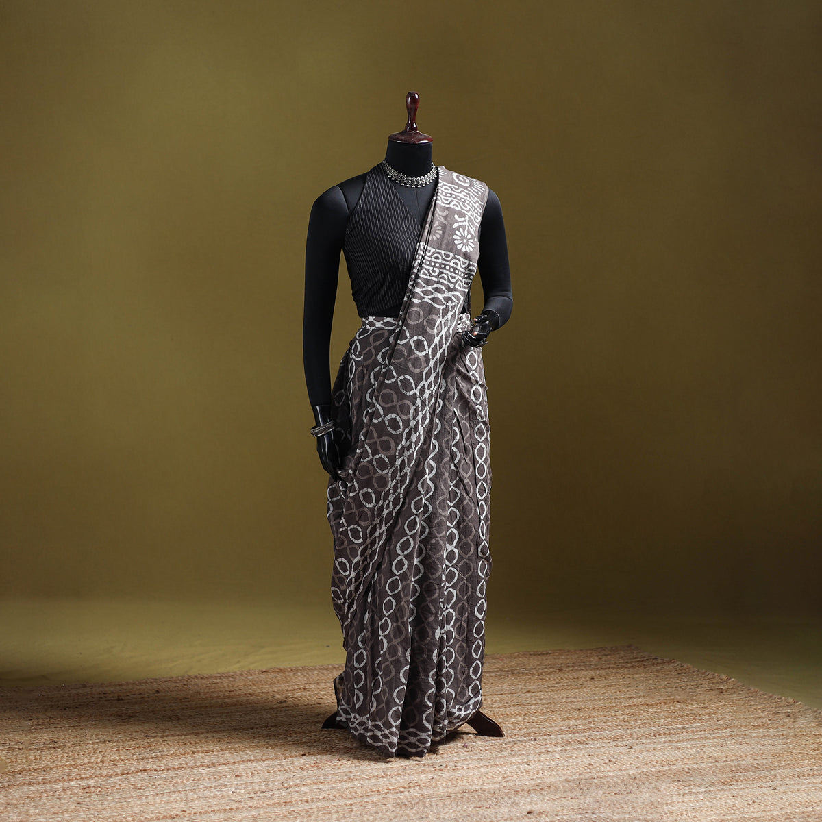 Batik Hand Block Print Pure Mul Cotton Ready To Wear Saree 43
