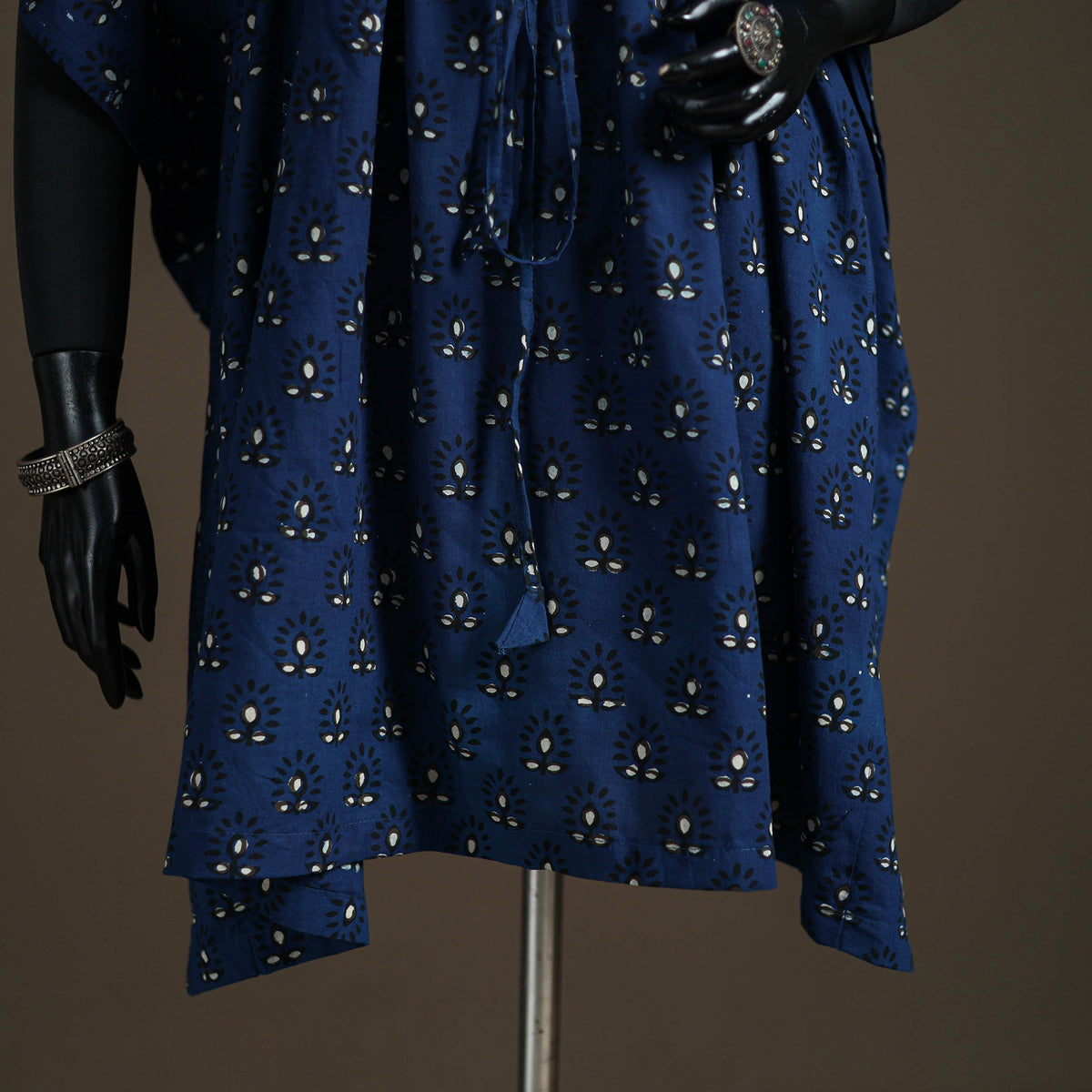 Akola Hand Block Print Natural Dyed Cotton Kaftan (Medium) 158