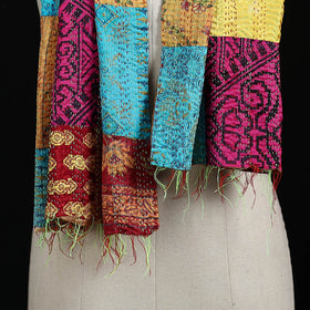Bengal Kantha Handwork Patchwork Reversible Silk Stole 125